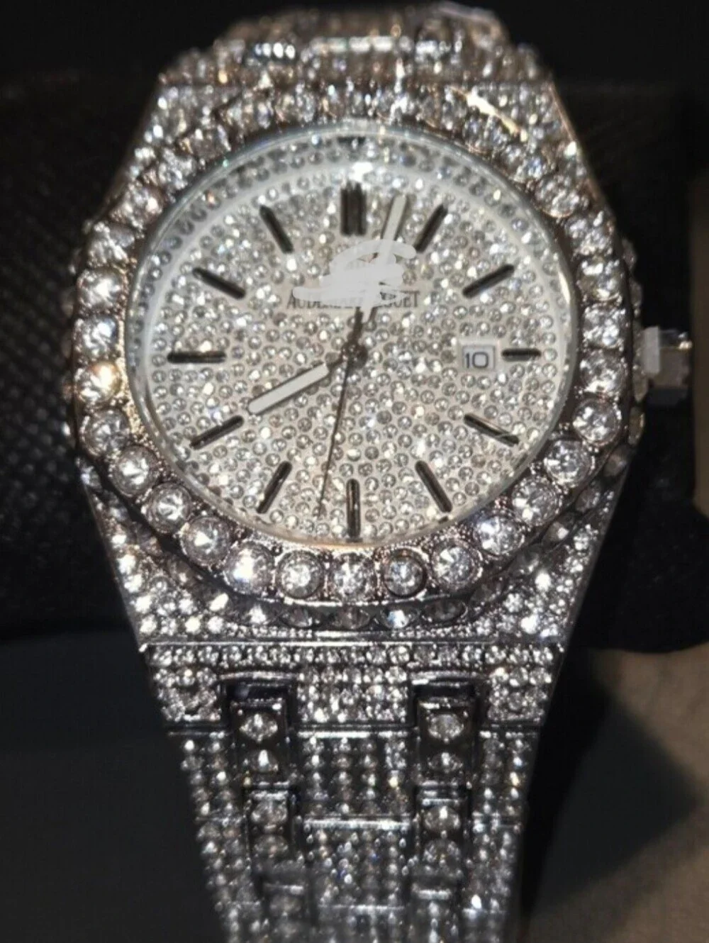 Fully Iced Out VVS Moissanite Diamond Stainless Steel Watch 44MM